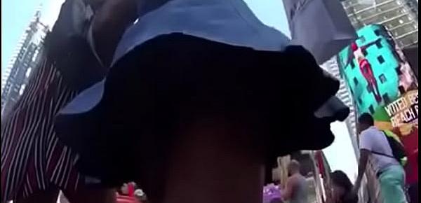  Fat ass Jamaican ebony upskirt walking the streets of nyc